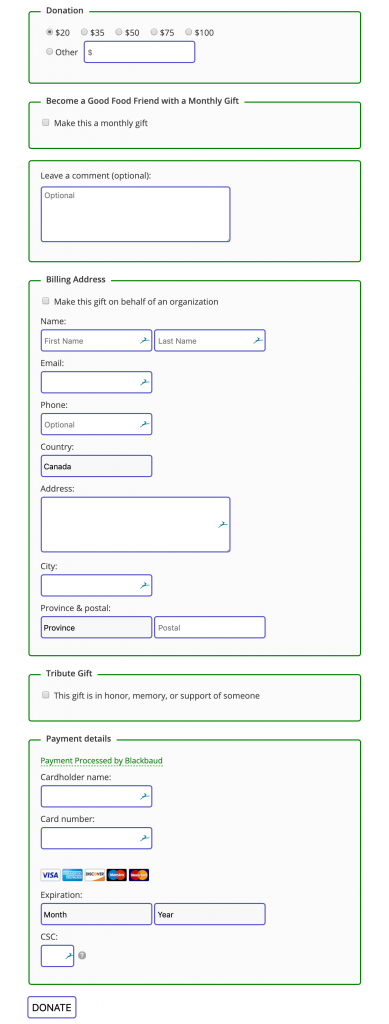 Blackbaud Online Express form styling